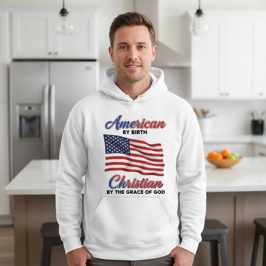American by birth Christian by the grace of God Premium Pullover Hoodie