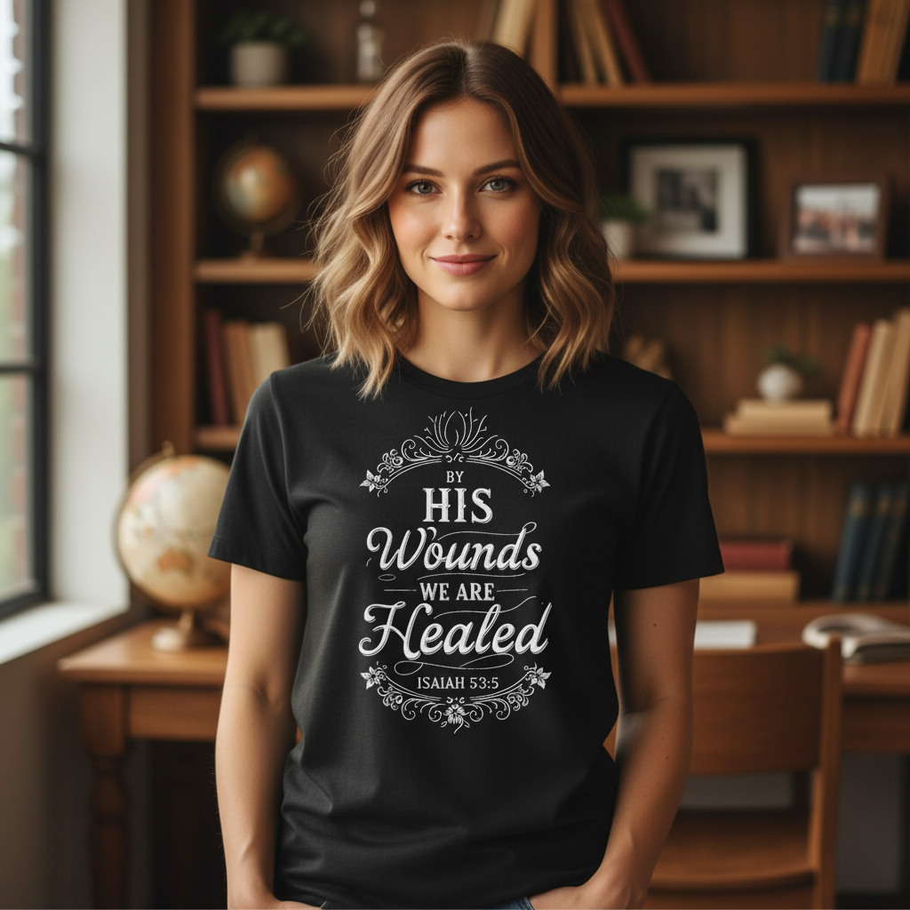 By his wounds we are healed Premium Crewneck T-shirt