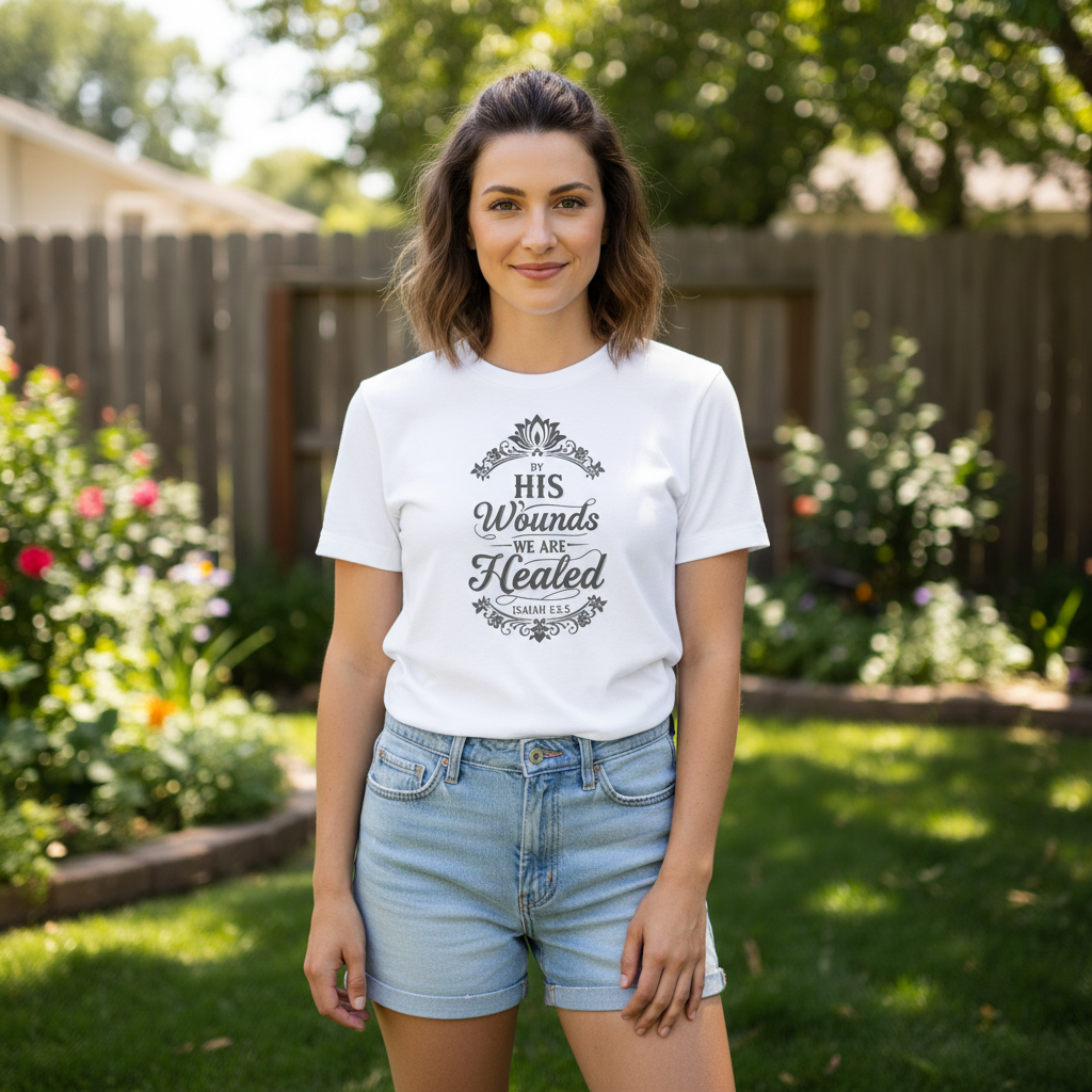 By his wounds we are healed Premium Crewneck T-shirt