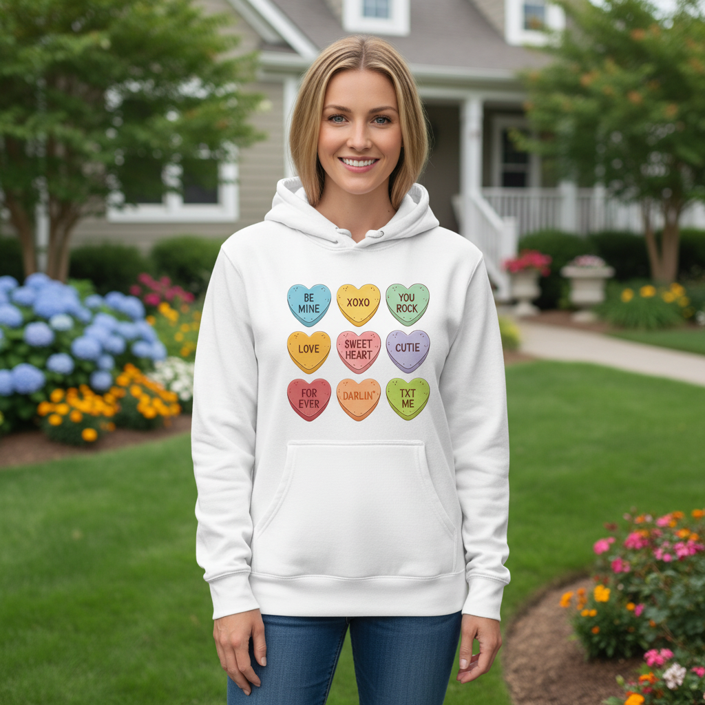 Candy Hearts Comfort Blend Heavy Hoodie