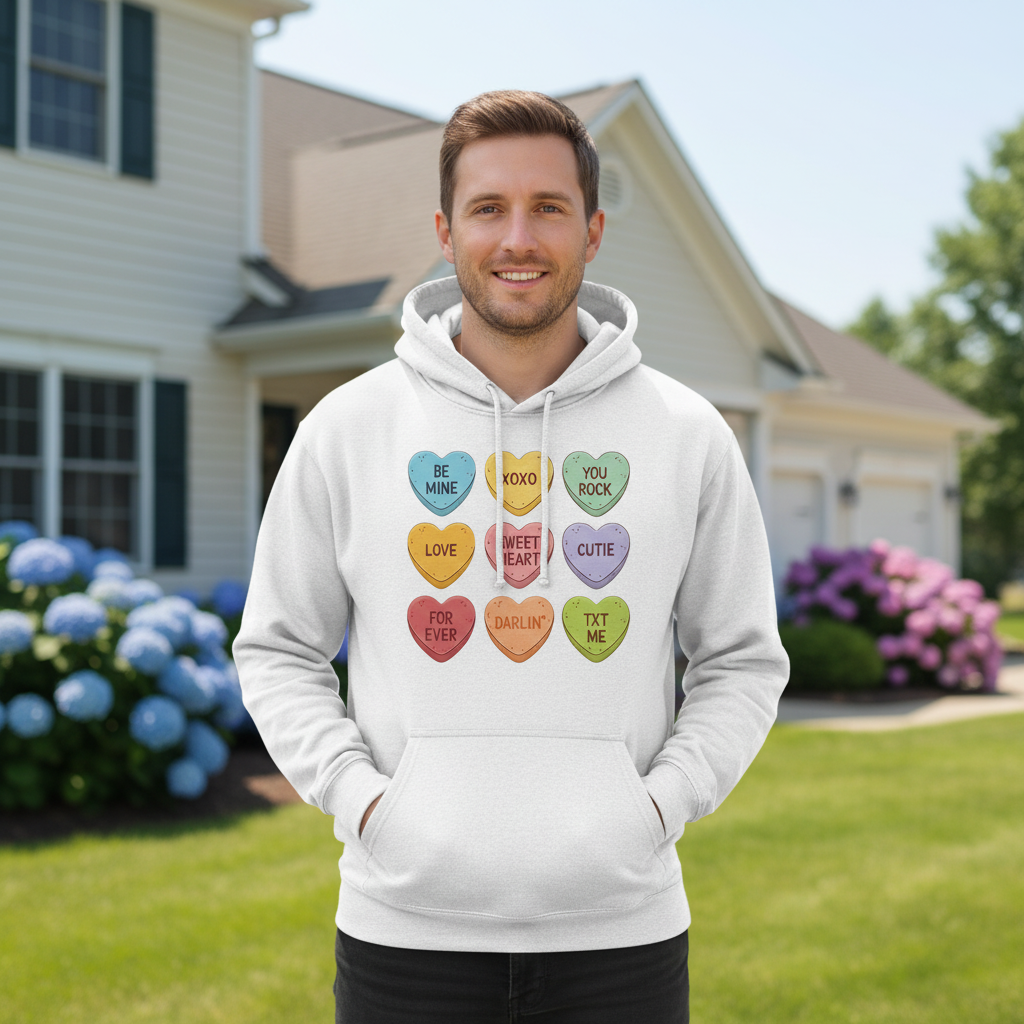 Candy Hearts Comfort Blend Heavy Hoodie