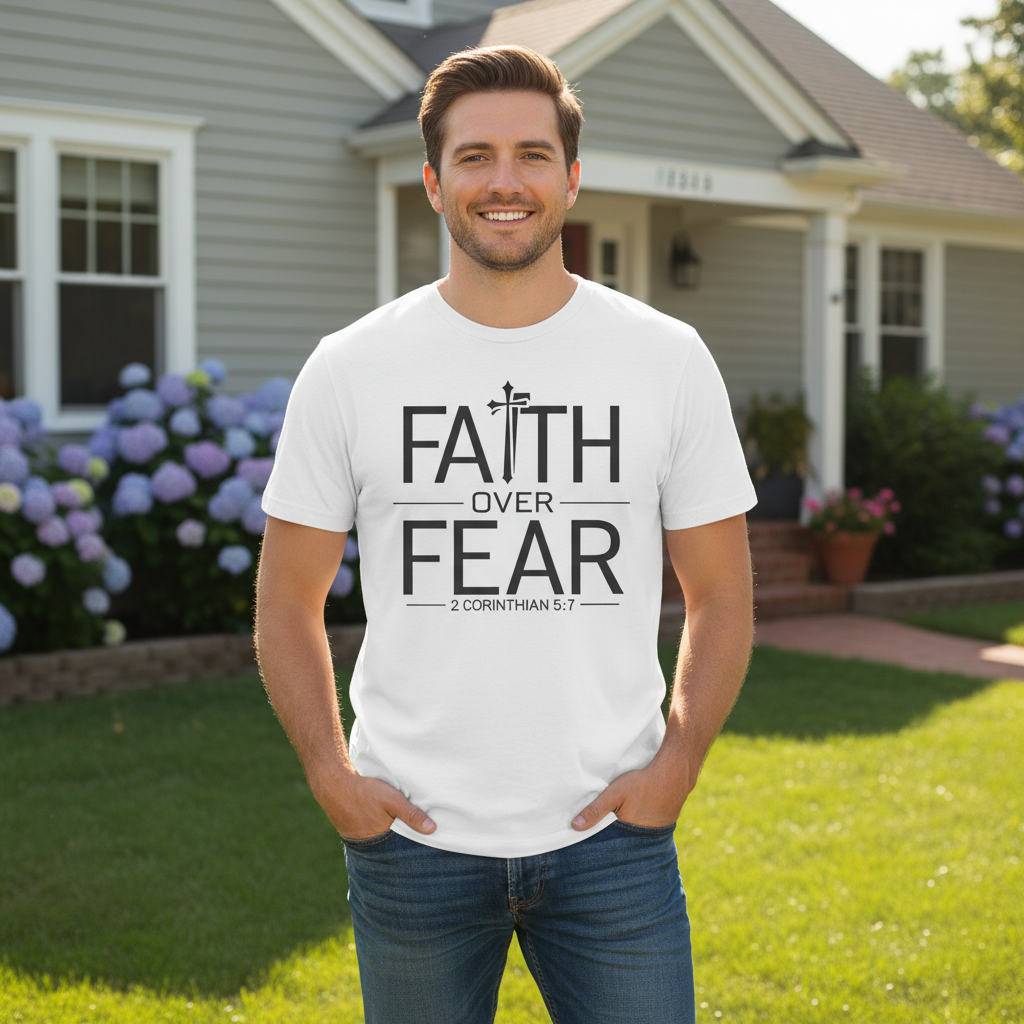 Faith over fear (4) Premium Unisex Crewneck T-shirt | Bella + Canvas 3001