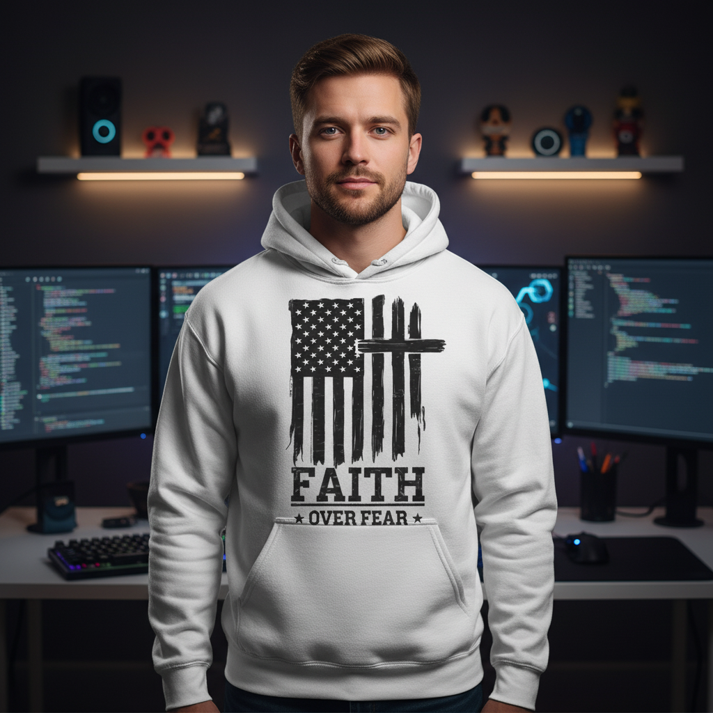 Faith over fear (5) Premium Pullover Hoodie