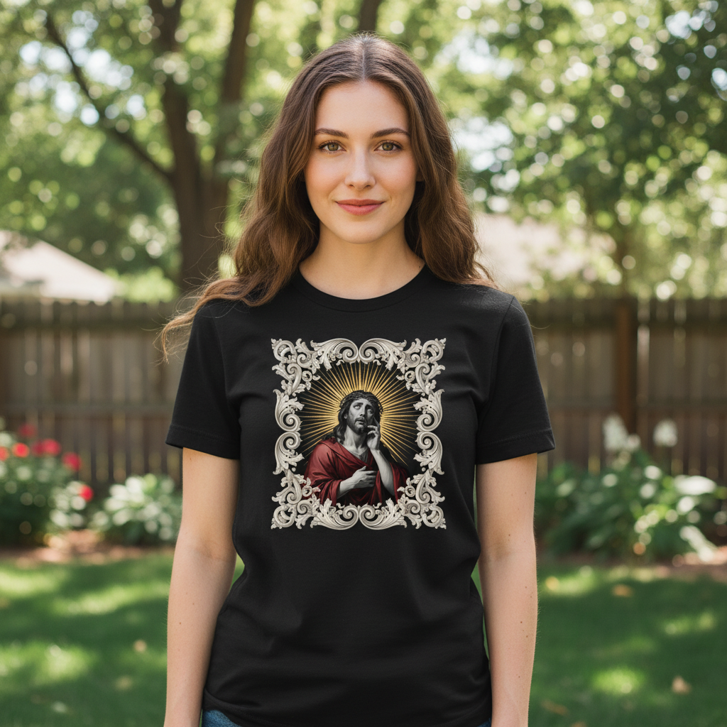 Framed Jesus Premium Crewneck T-shirt