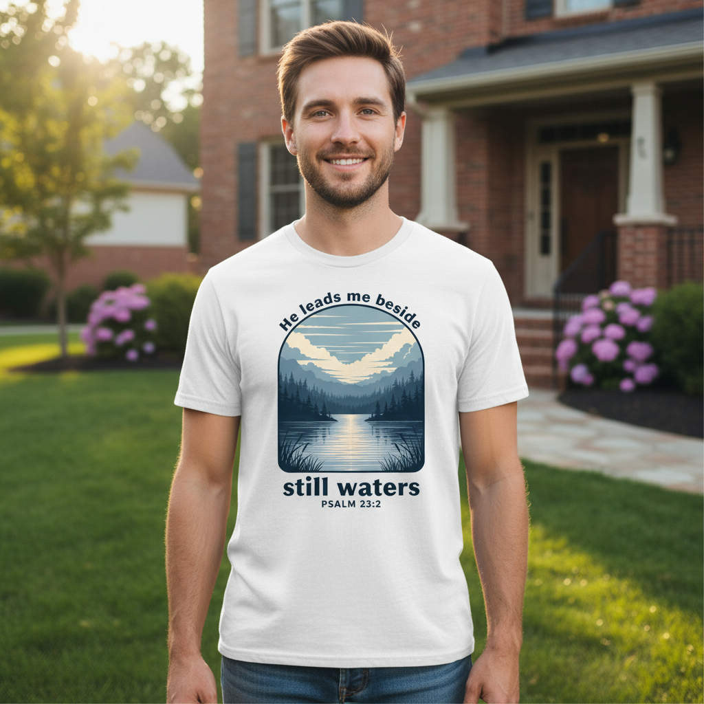 He leads me beside still waters Premium Crewneck T-shirt