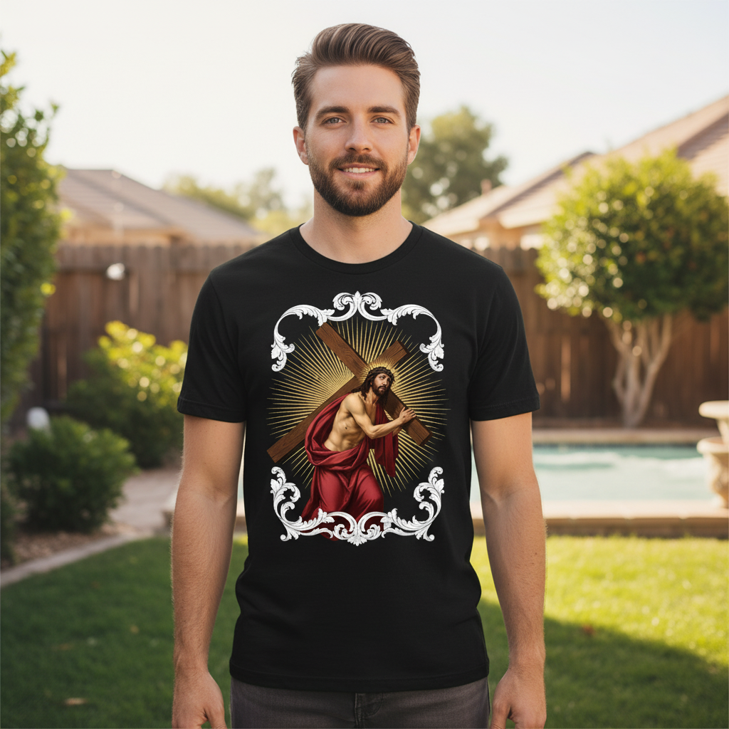 Jesus carrying the cross (1) Premium Crewneck T-shirt