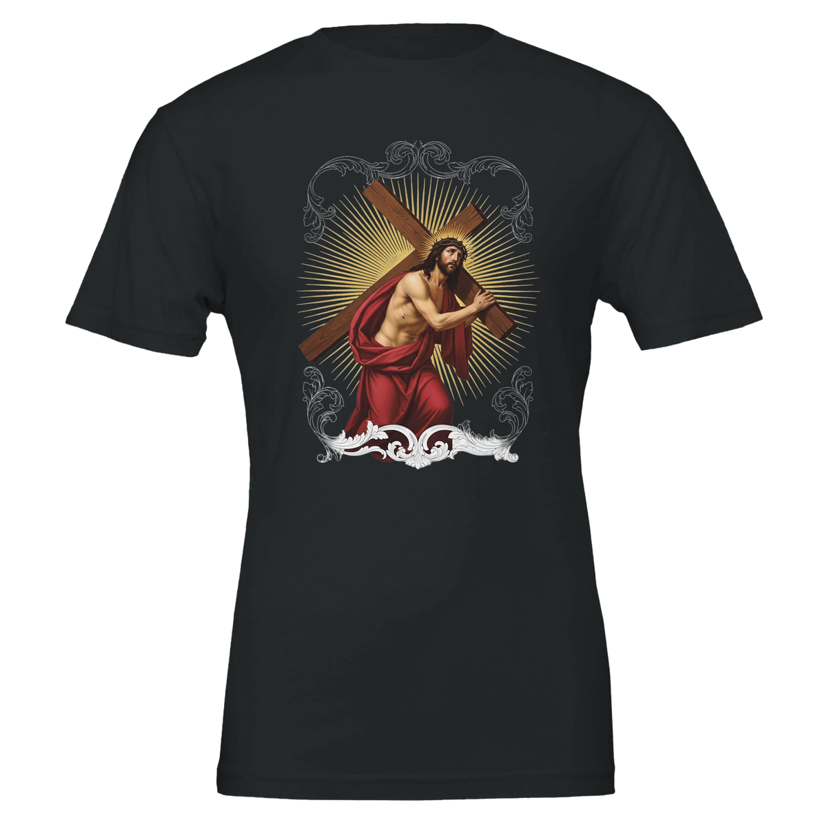 Jesus carrying the cross (1) Premium Unisex Crewneck T-shirt