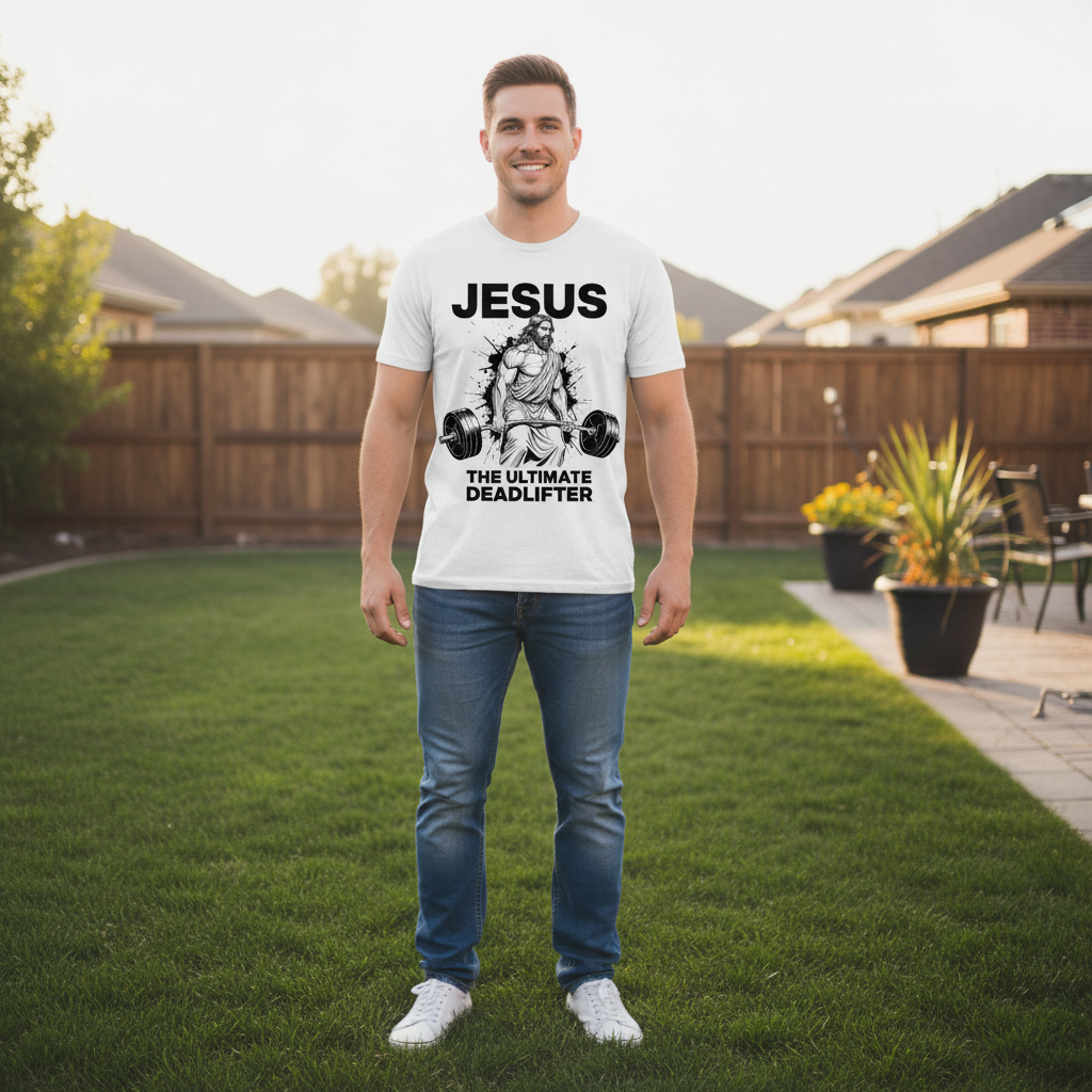 Jesus the ultimate deadlifter Premium Unisex Crewneck T-shirt