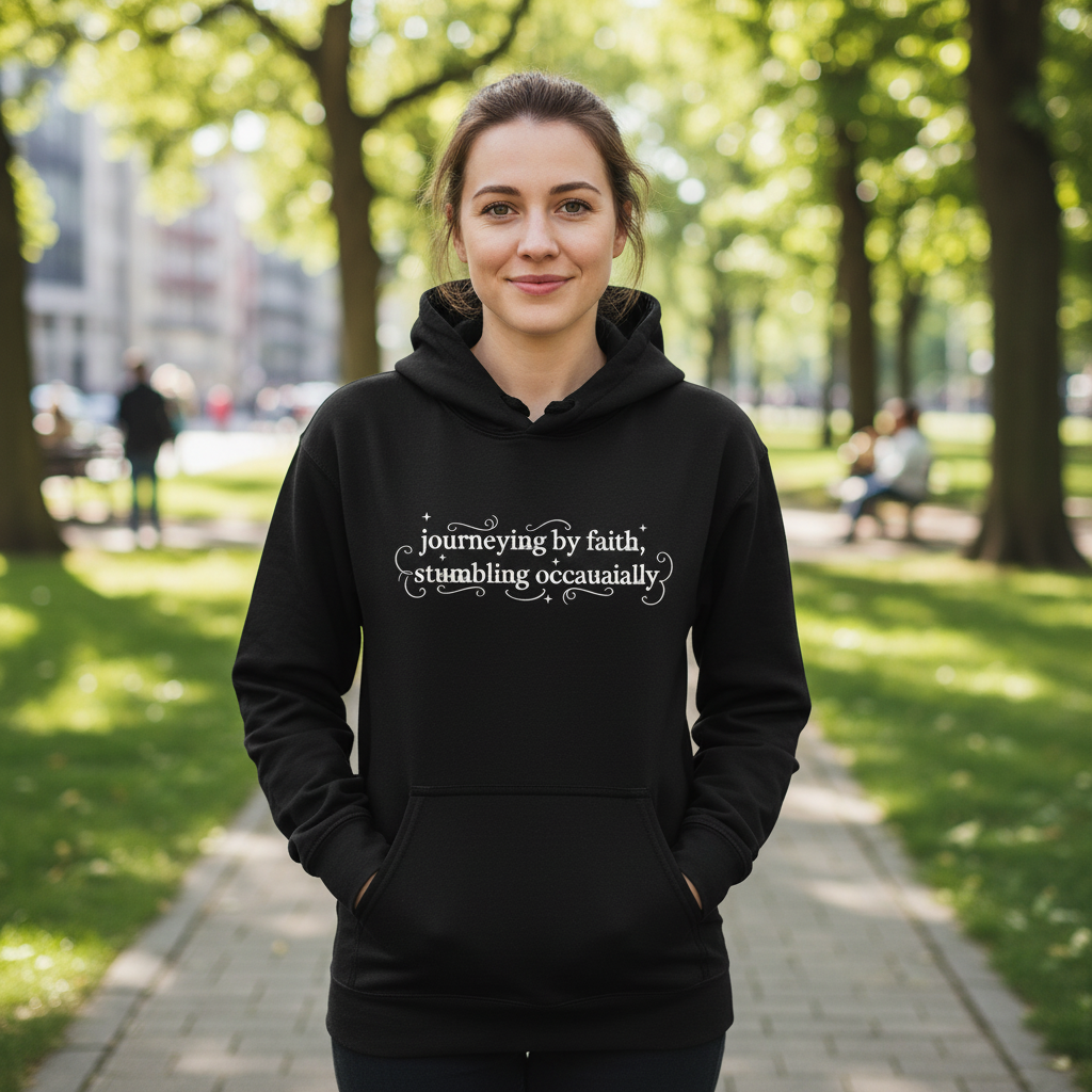 Journeying by faith stumbling occasionally Premium Pullover Hoodie