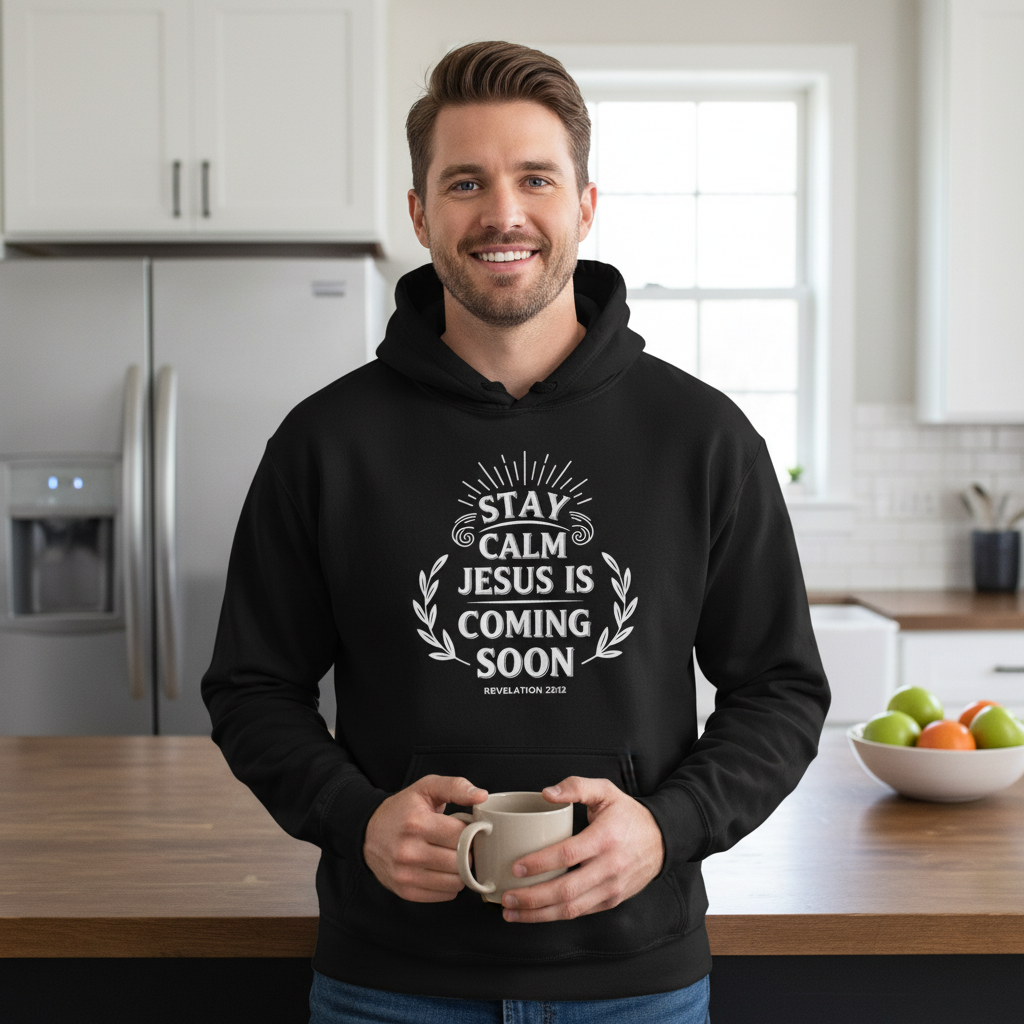 Stay calm Jesus is coming soon Premium Pullover Hoodie