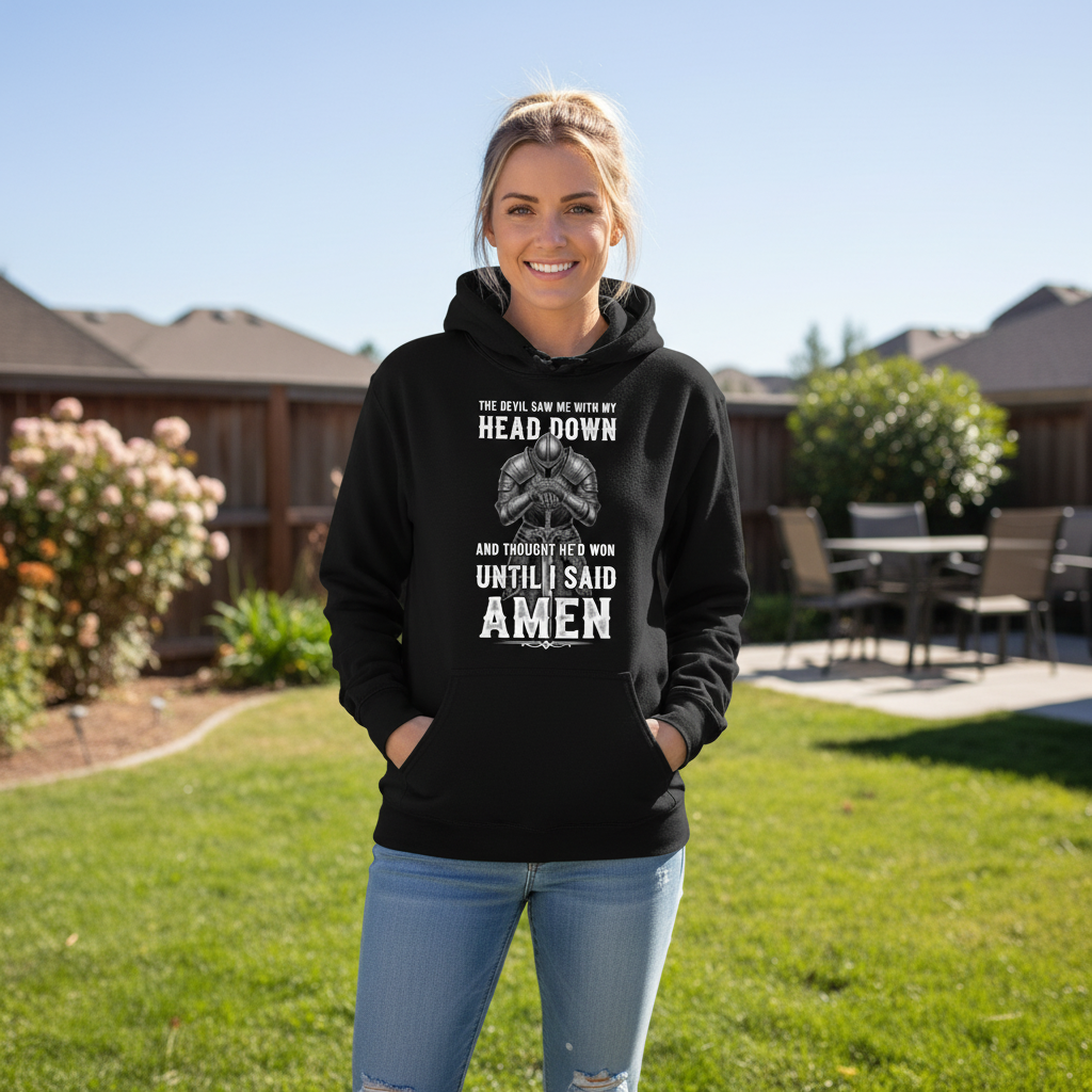 The devil saw me with my head down Premium Pullover Hoodie