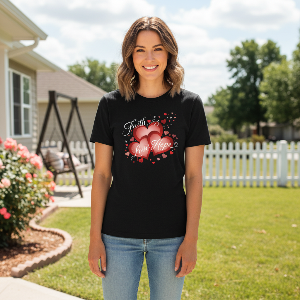 Valentines Faith Love Hope Premium Crewneck T-shirt