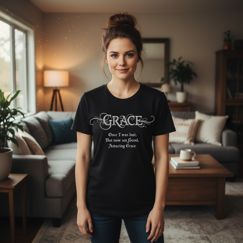 Grace once I was lost but now I am found amazing grace Premium Crewneck T-shirt