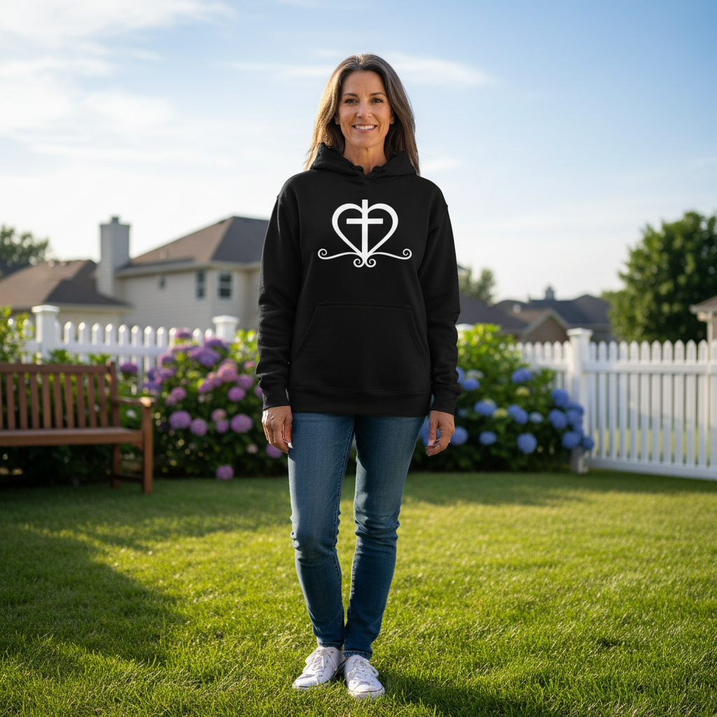 Heart with cross Premium Pullover Hoodie