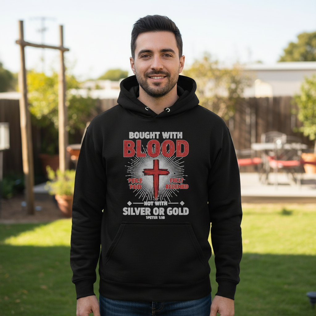 Bought with blood price paid fully redeemed Premium Pullover Hoodie