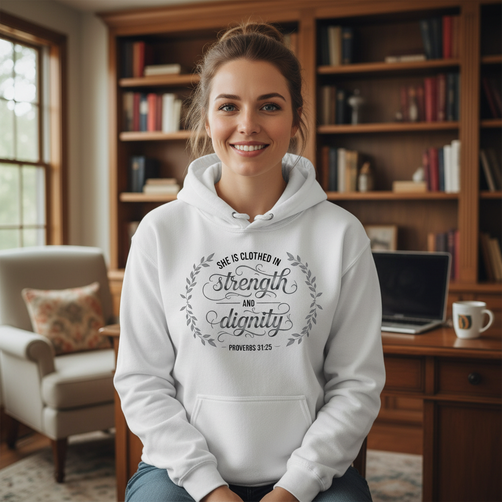 She is clothed in strength and dignity Premium Hoodie