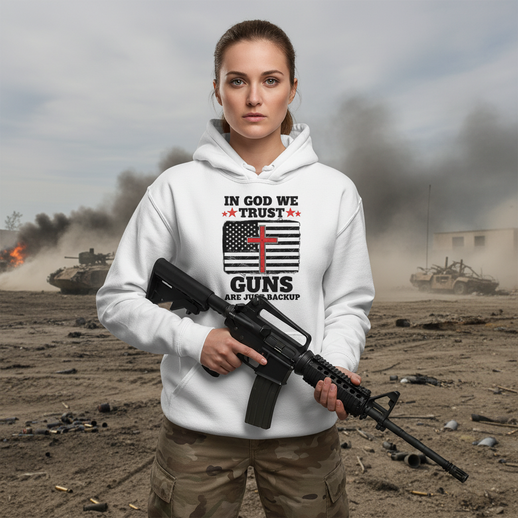 In God we trust Guns are just backup Premium Pullover Hoodie