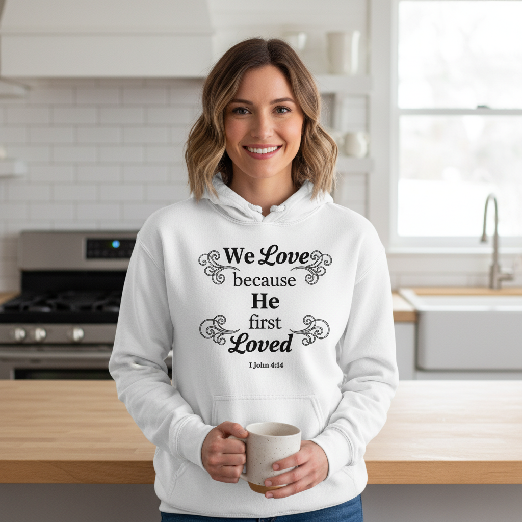 We love because He loved first loved Premium Pullover Hoodie