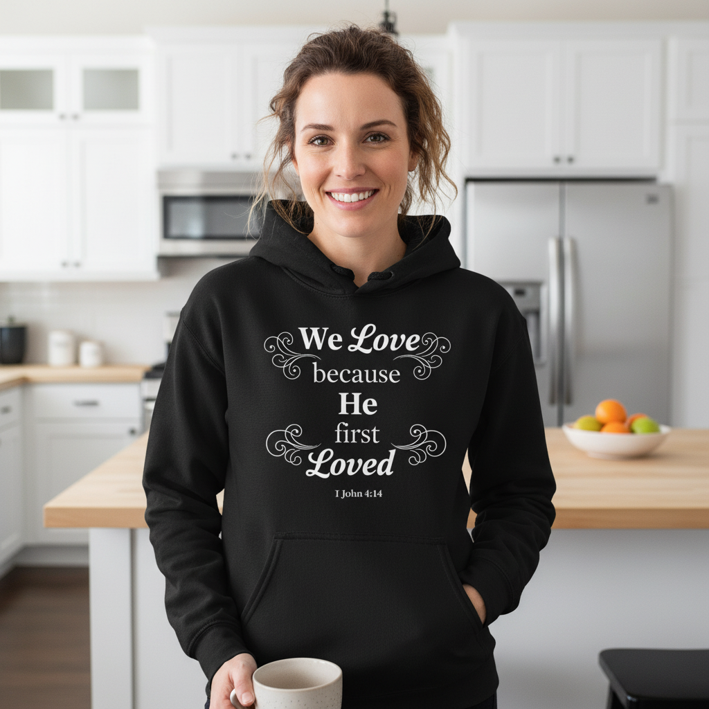 We love because He loved first Loved (1) Premium Pullover Hoodie