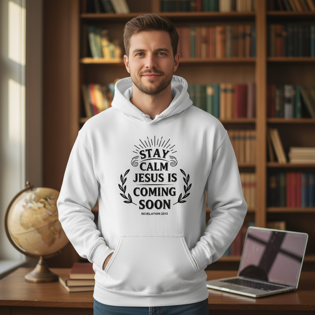 Stay calm Jesus is coming soon Premium Pullover Hoodie