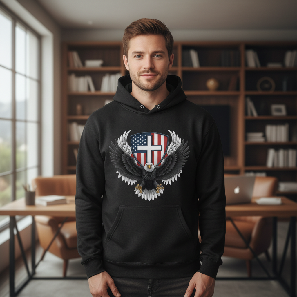 Eagle with cross Premium Pullover Hoodie