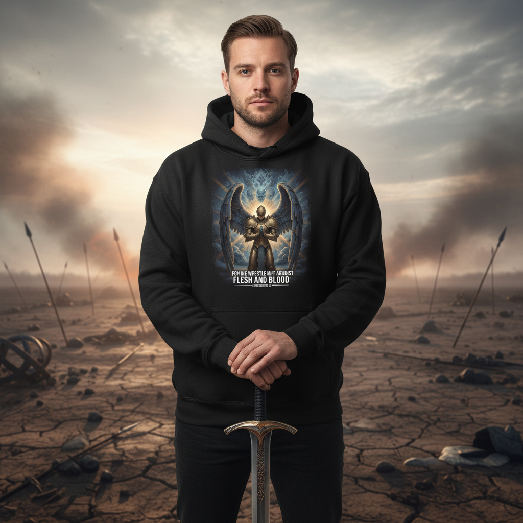 For we wrestle against flesh and blood (1) Premium Pullover Hoodie