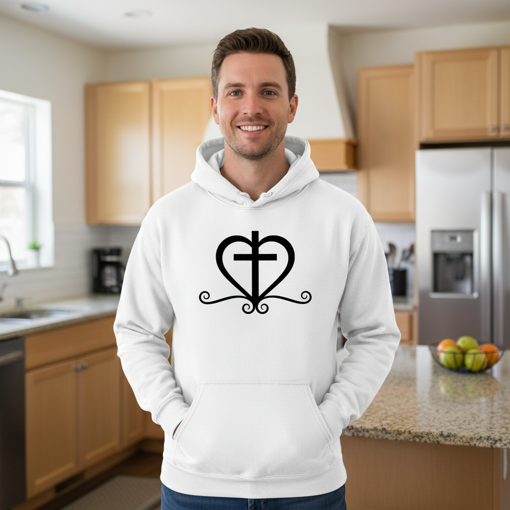 Heart with cross Premium Pullover Hoodie
