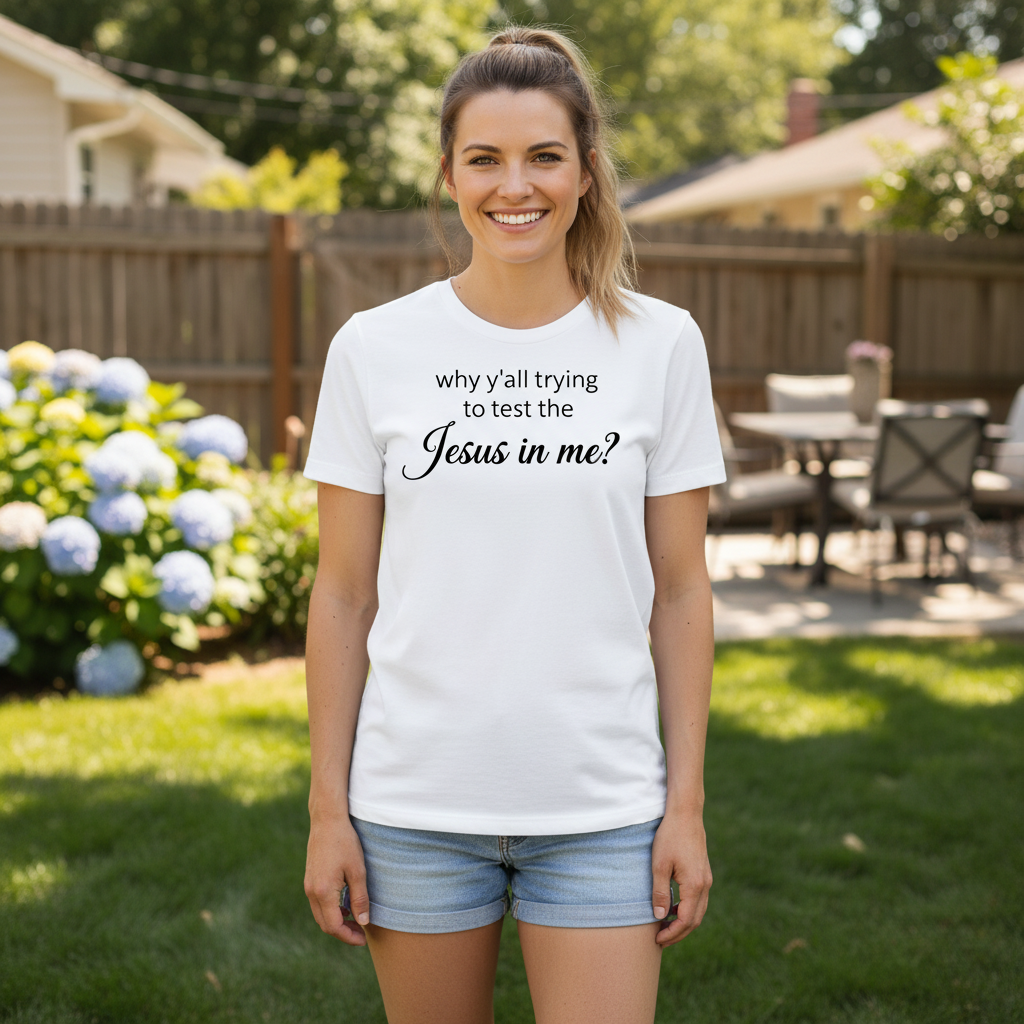 Why y'all trying to test the Jesus in me Premium Crewneck T-shirt