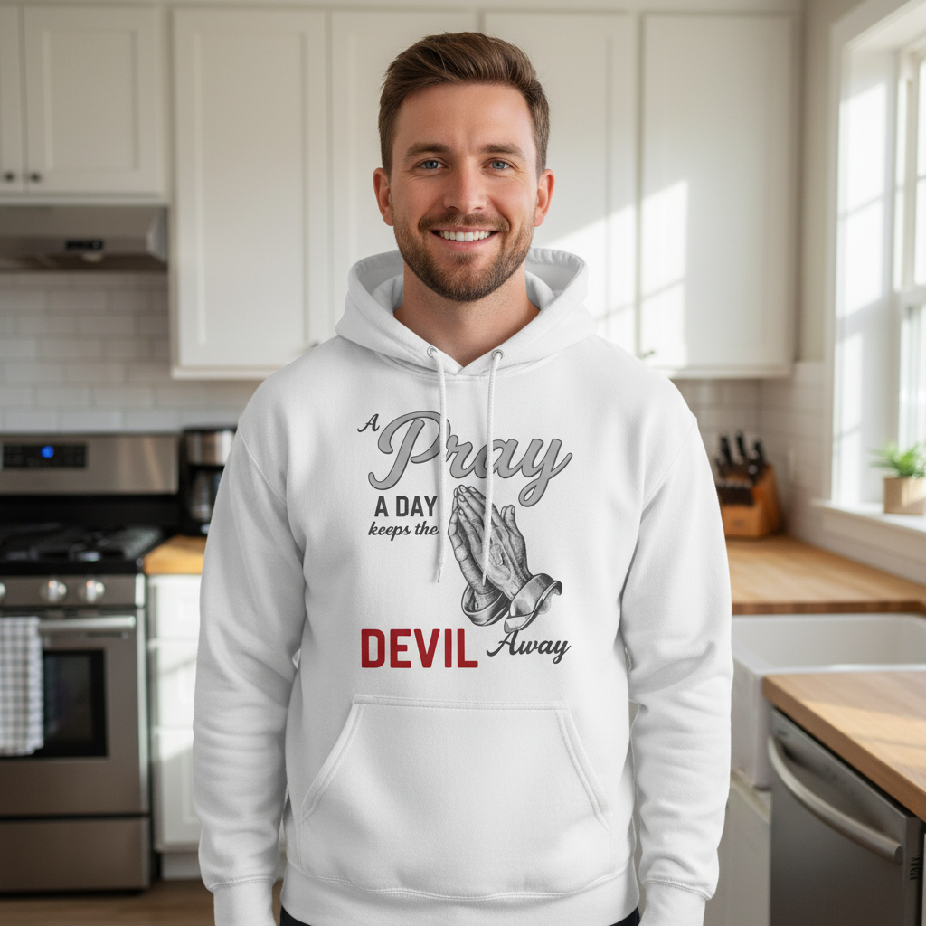 A pray a day keeps the devil away Premium Pullover Hoodie
