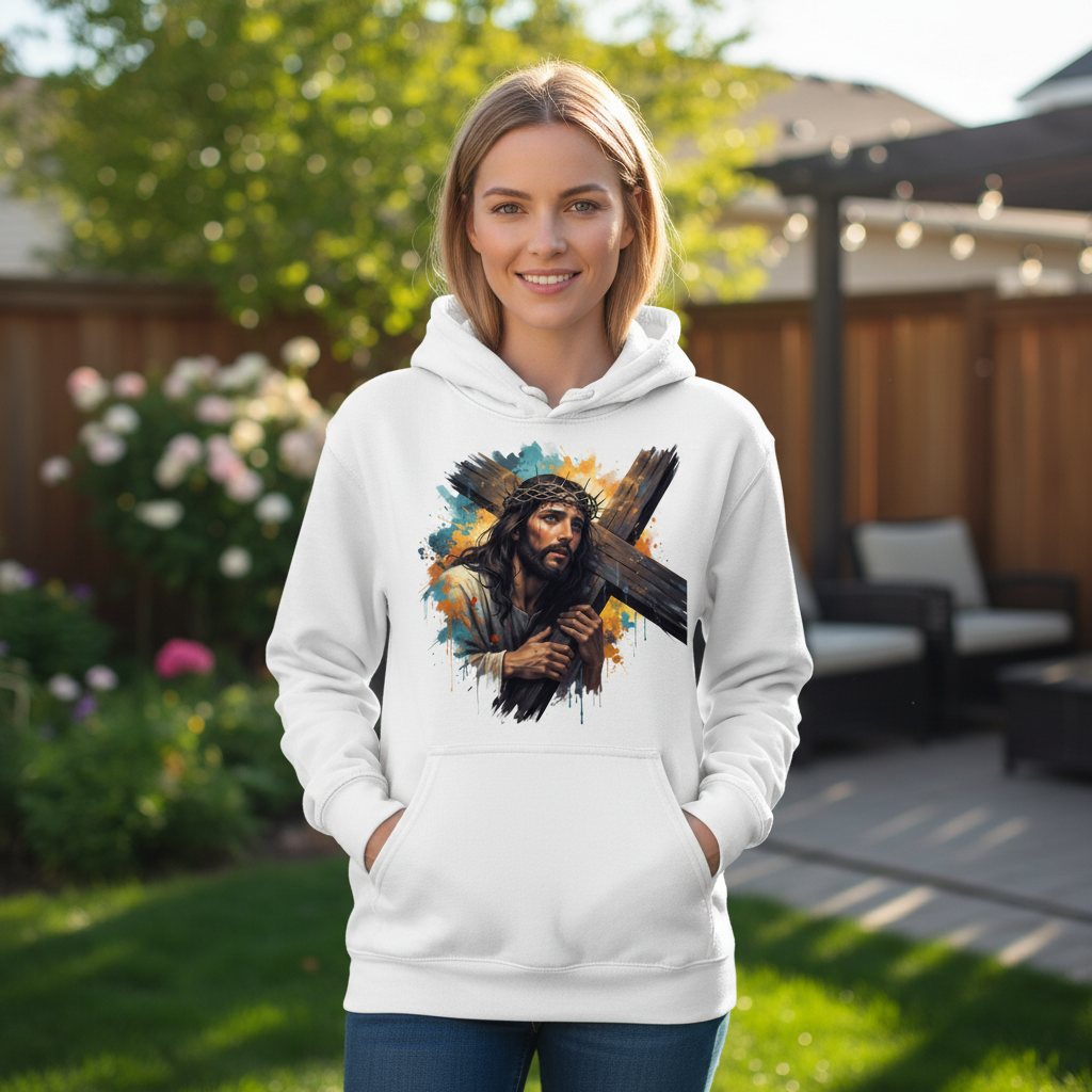 Jesus carrying cross Premium Pullover Hoodie