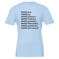 Light blue t-shirt with motivational text on a white background