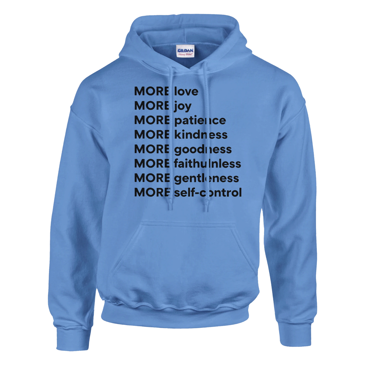 Light blue hoodie with motivational text on a white background