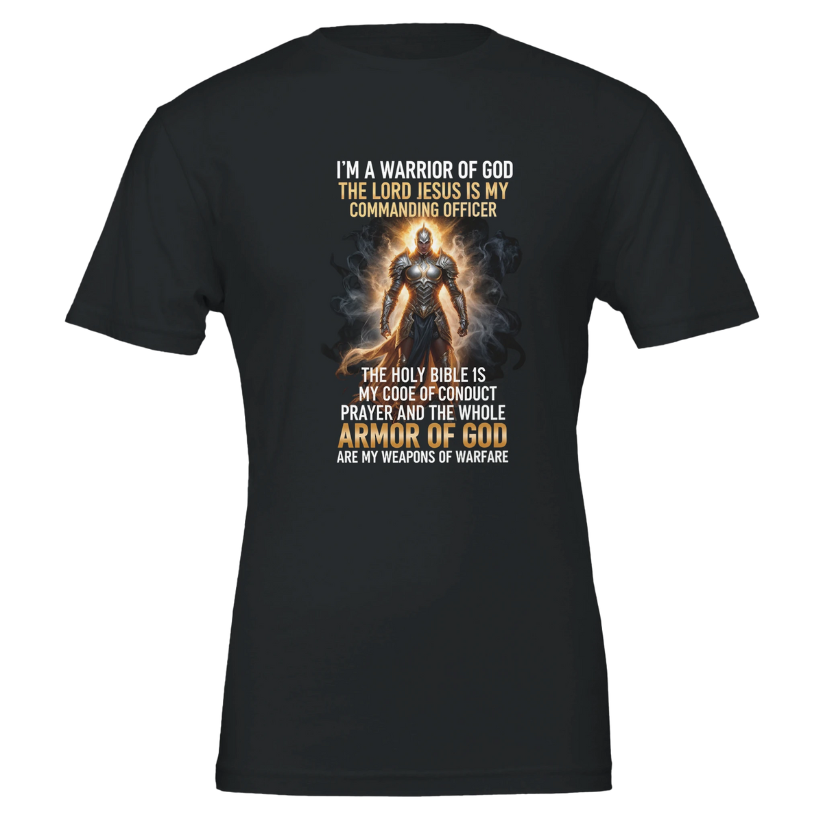 Black t-shirt with superhero graphic and motivational text on a white background