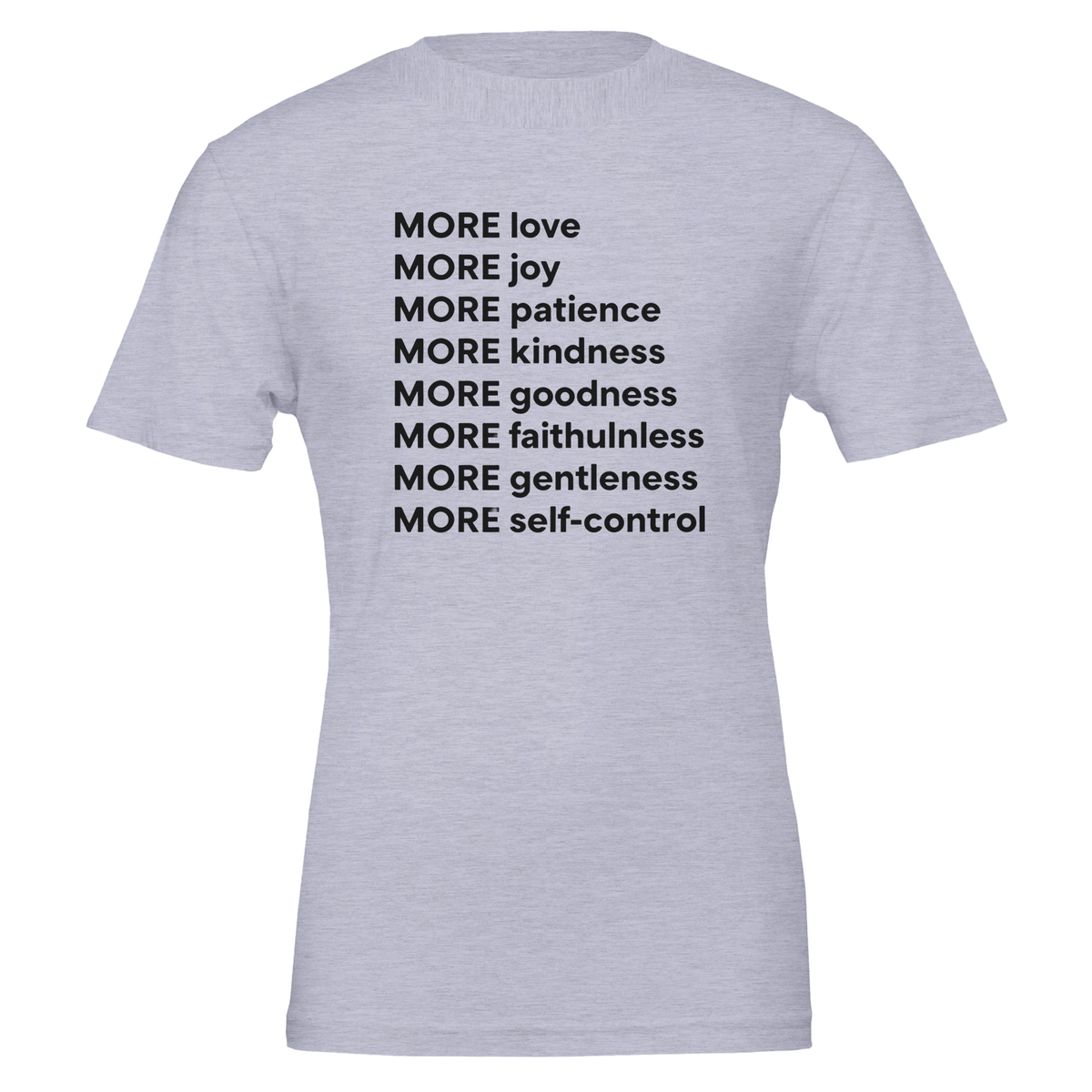 Gray t-shirt with motivational text on a white background