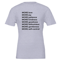 Gray t-shirt with motivational text on a white background