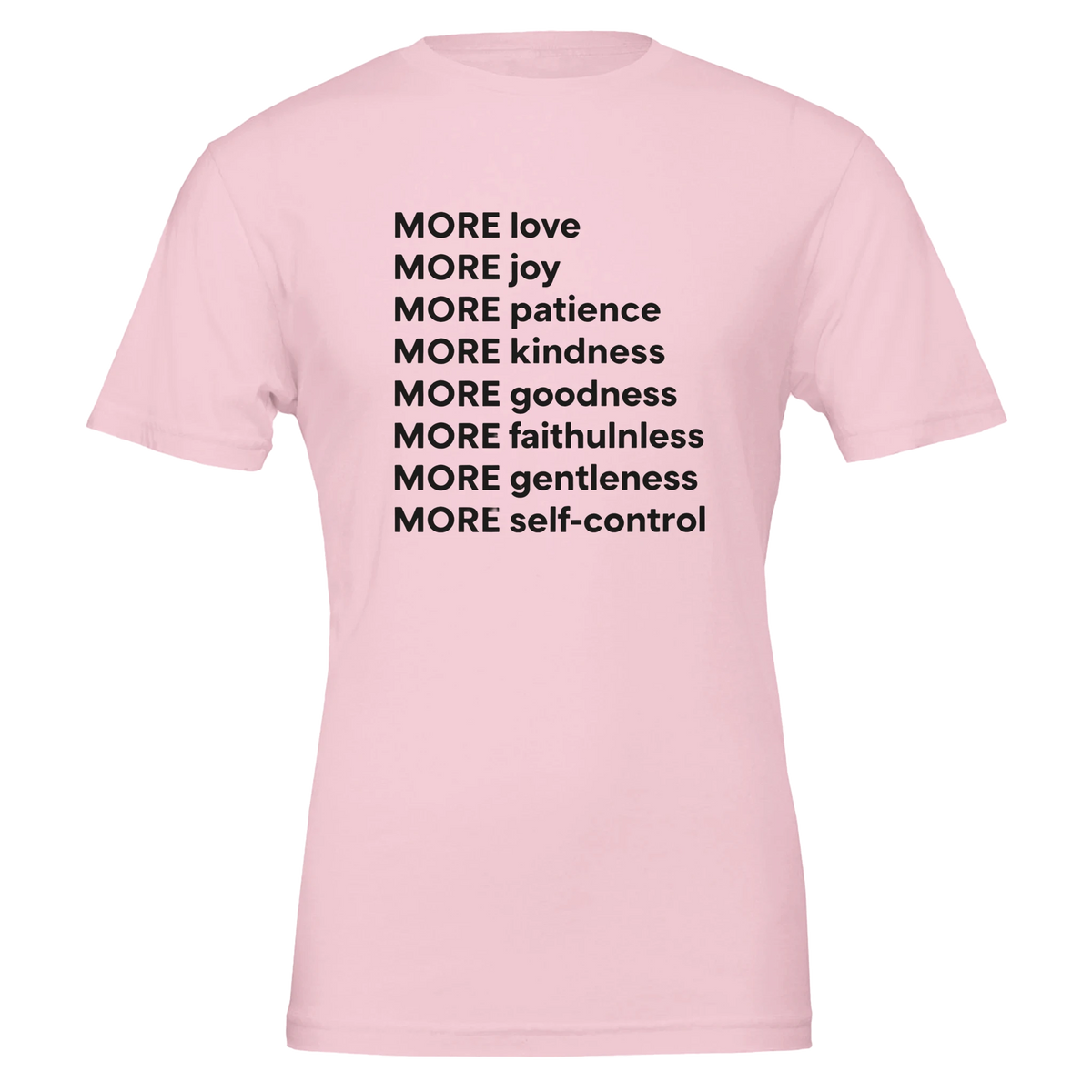 Pink t-shirt with motivational text on a white background