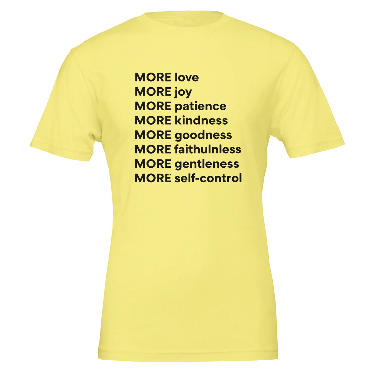 Yellow t-shirt with motivational text on a white background