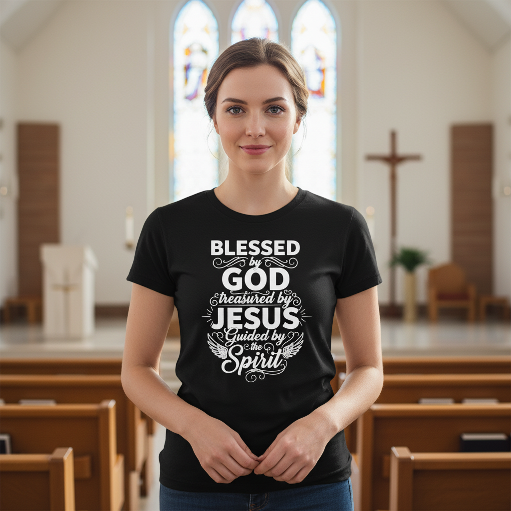 Blessed by God treasured by Jesus guided by the spirit Premium Crewneck T-shirt