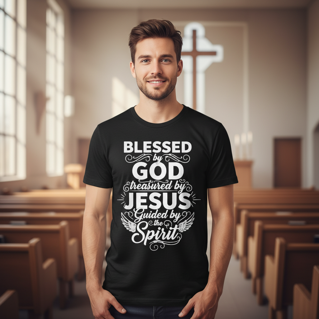 Blessed by God treasured by Jesus guided by the spirit Premium Crewneck T-shirt