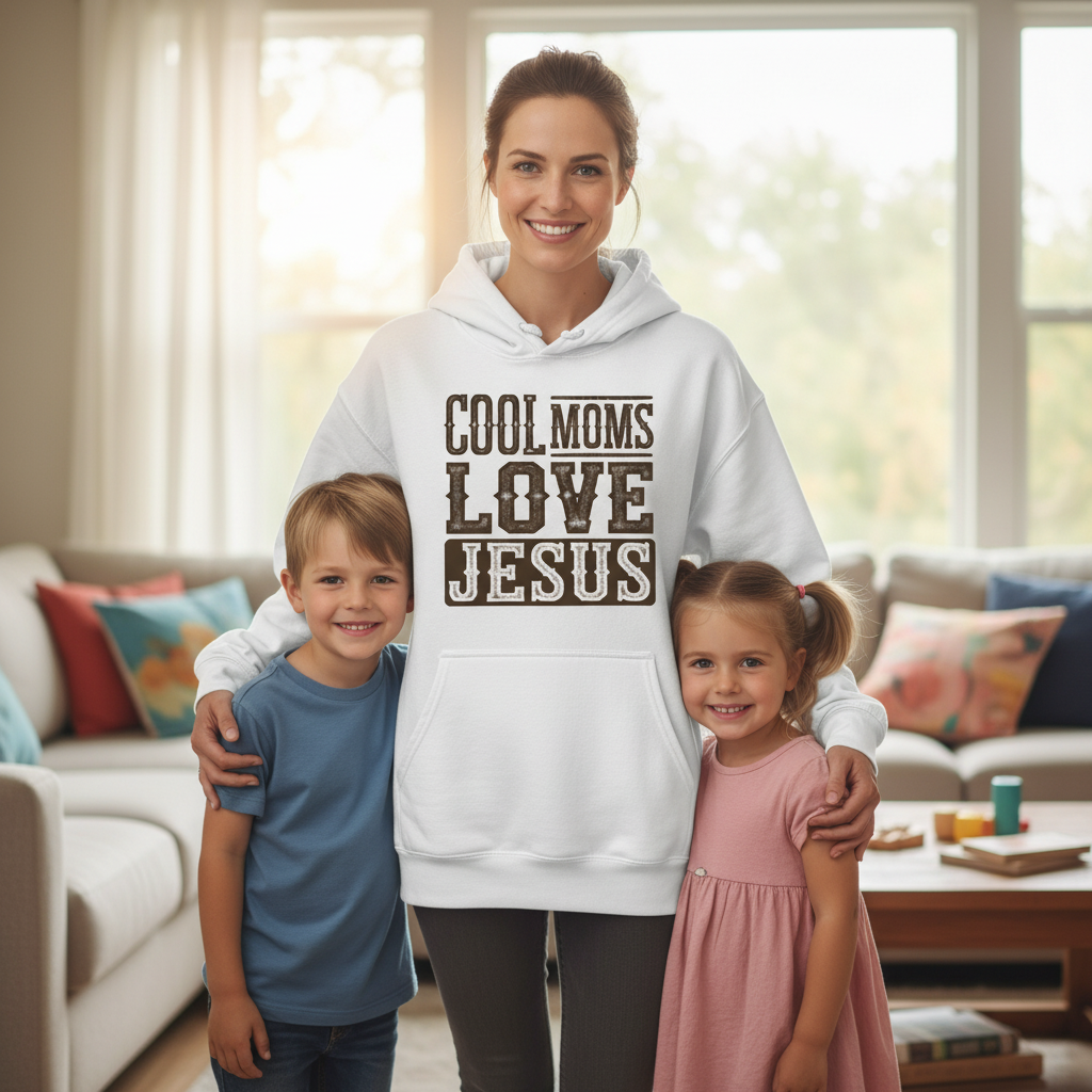 Cool Moms Love Jesus Premium Pullover Hoodie