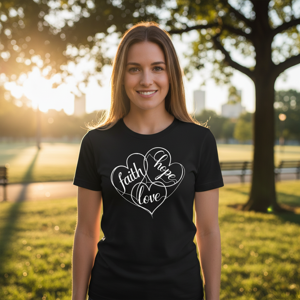 Faith Hope Love (1) Premium Unisex Crewneck T-shirt | Bella + Canvas 3001