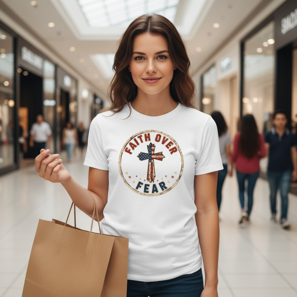 Faith over fear (7) Premium Unisex Crewneck T-shirt