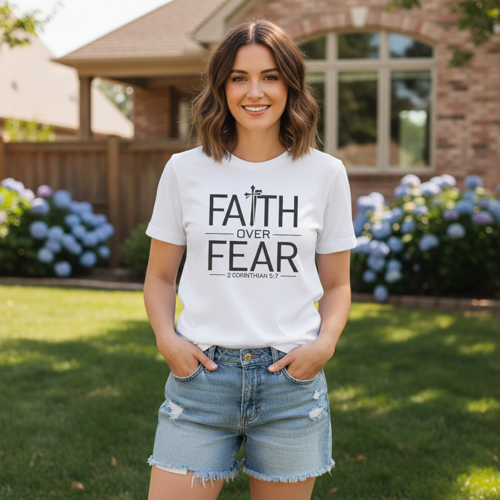 Faith over fear (4) Premium Unisex Crewneck T-shirt | Bella + Canvas 3001