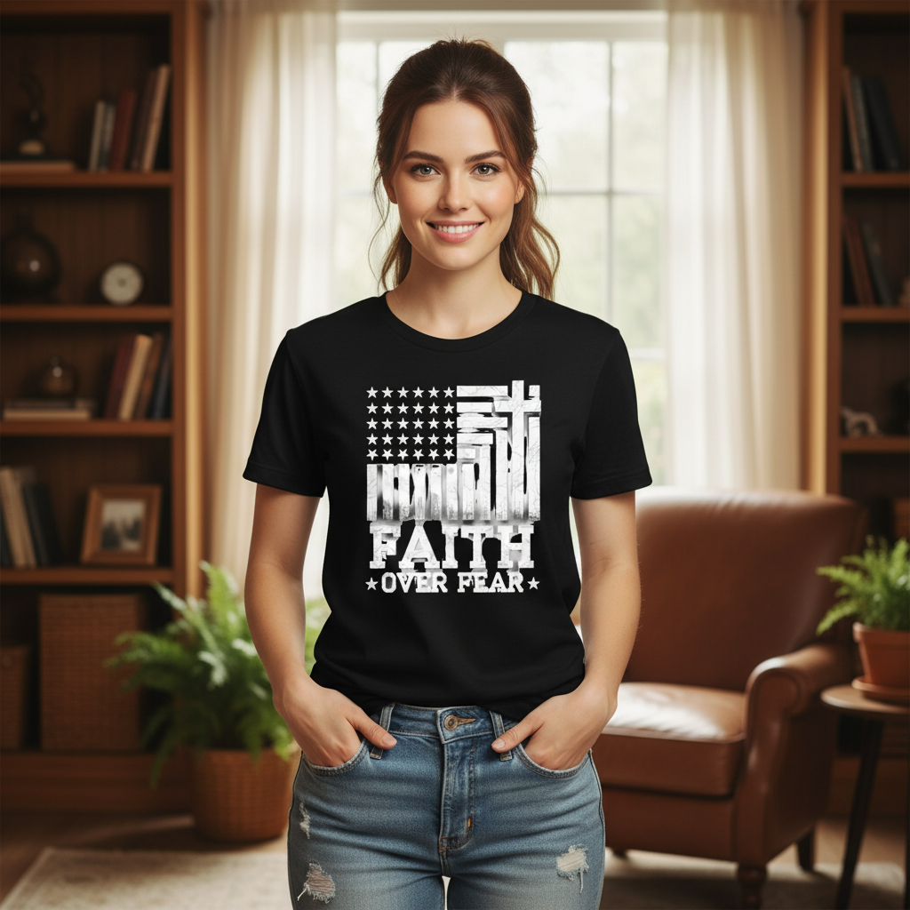 Faith over fear (6) Premium Unisex Crewneck T-shirt | Bella + Canvas 3001