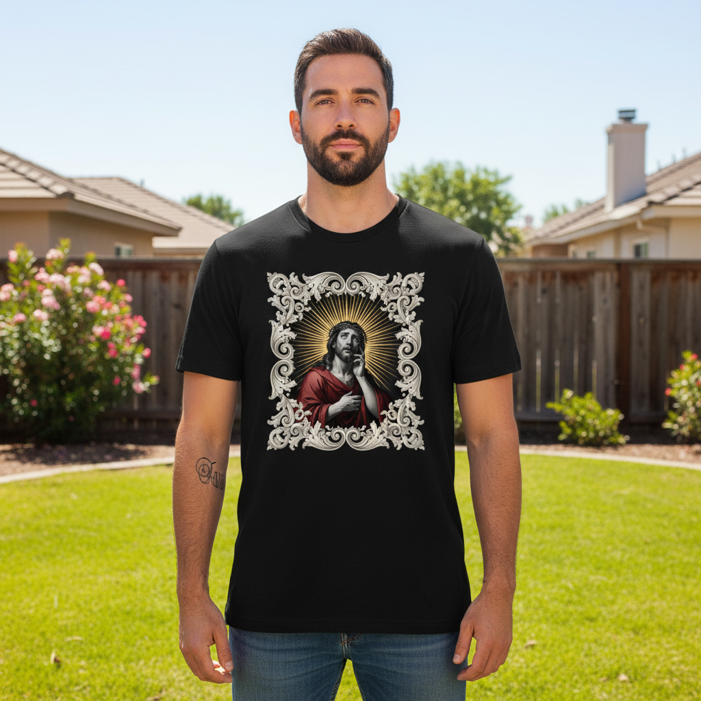 Framed Jesus Premium Crewneck T-shirt