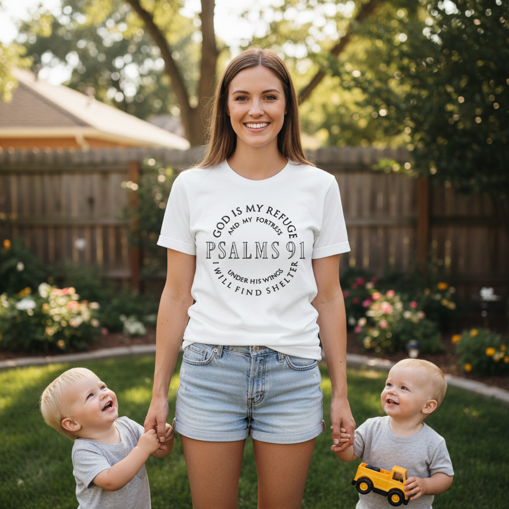 God is my refuge (2) Premium Unisex Crewneck T-shirt | Bella + Canvas 3001