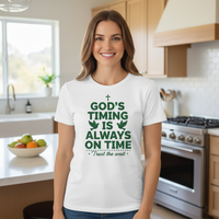 Load image into Gallery viewer, God&#39;s timing is always on time, trust the wait Premium Unisex Crewneck T-shirt
