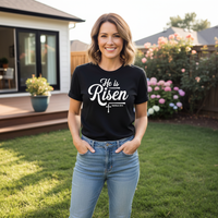 He is risen Premium Unisex Crewneck T-shirt | Bella + Canvas 3001