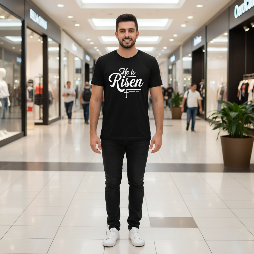 He is risen Premium Unisex Crewneck T-shirt | Bella + Canvas 3001