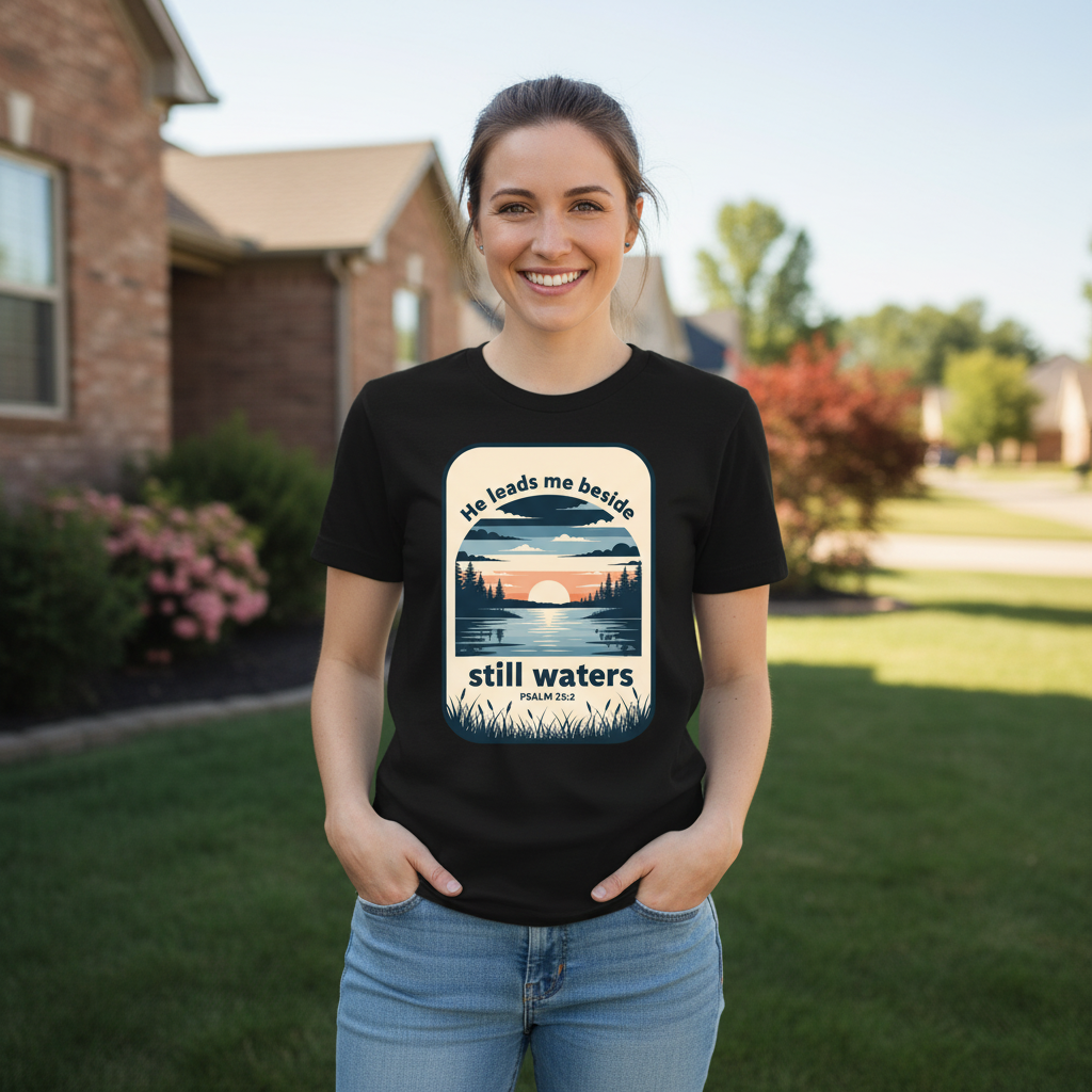 He leads me beside still waters Premium Crewneck T-shirt